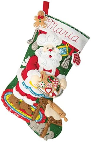 Bucilla Felt Applique 18" Stocking Making Kit, Gingerbread Santa, Perfect for DIY Arts and Crafts, 89312E by Bucilla