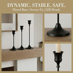 Black Taper Candle Holders 4 Sets(12 Pcs) - Tall Metal Candlestick Holders for Table Centerpiece, Formal Dinner, Wedding, Fireplace Mantel Decor, Fits 3/4 Inch Thick Candles - Image 4
