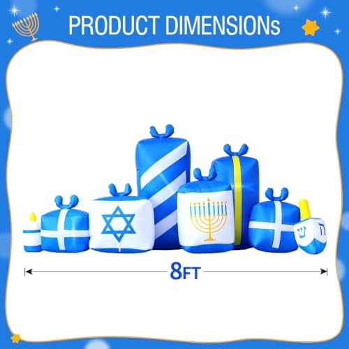 8FT Hanukkah Lighted Gift Box Inflatable Decorations Outdoor - Image 2