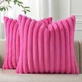 Pallene Faux Fur Decorative Throw Pillow Covers 24x24 Set of 2, Hot Pink by PALLENE