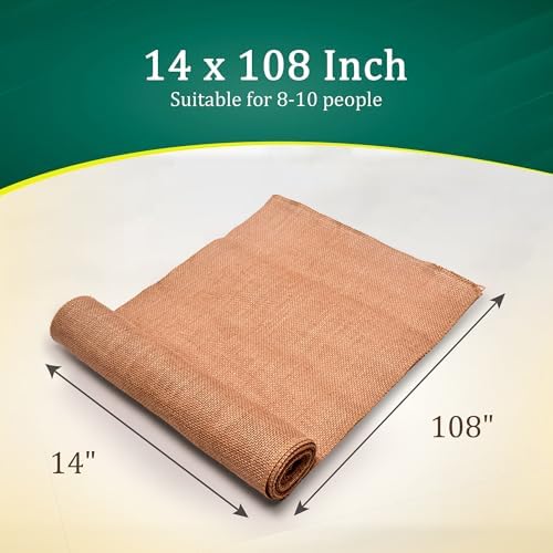 Burlap Table Runners (Pack of 6) – 14”x 108” - No-Fray Finished Edge Premium Quality Natural Table Runner – No Odor, Eco-Friendly Burlap Runner, Perfect for Rustic Table Decor and Other DIY Crafts - Image 2