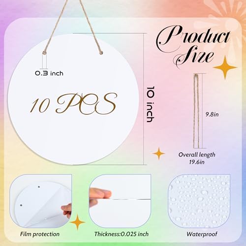 Joyclub Door Sign Blanks 10 Pack 10 Inch DIY Hanging Craft Sign Blanks - Image 6