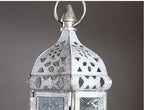 2PCS Moroccan Hanging Decorative Candle Lantern Holder Metal Tealight Candlestick Holder Glass Indoor Outdoor Candle Holder Courtyard Hanging Decoration (Vintage White) - Image 7