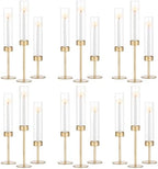 Romadedi Glass Hurricane Candle Holders for Candlestick, Gold, Set of 18 by ROMADEDI