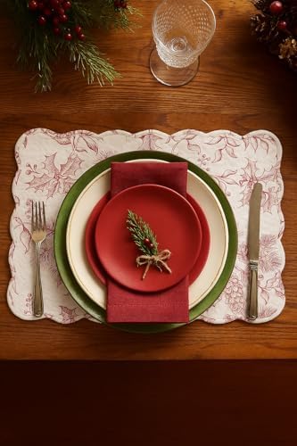 Cardinal & Winter Branches Vintage 100% Cotton Set of 6 Placemats 13" x 19" - Image 2