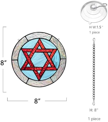BOXCASA Jewish Stars Stained Glass Window Hanging Star of David Suncatcher - Image 6