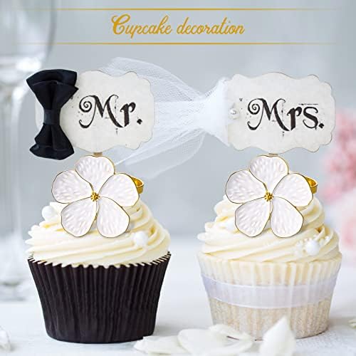 Patelai Set of 36 White Flower Napkin Rings Bulk Gold Napkin Ring Holders - Image 5