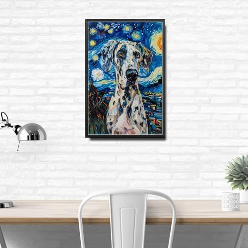 Metal Sign Tin Sign Vintage Wall Art Great Dane Starry Night Dane Majestic Dane in A Night Sky for Home Den and Seasonal Displays Corrosion Resistant Aluminum 6×8 Inches with Metal Frame - Image 3