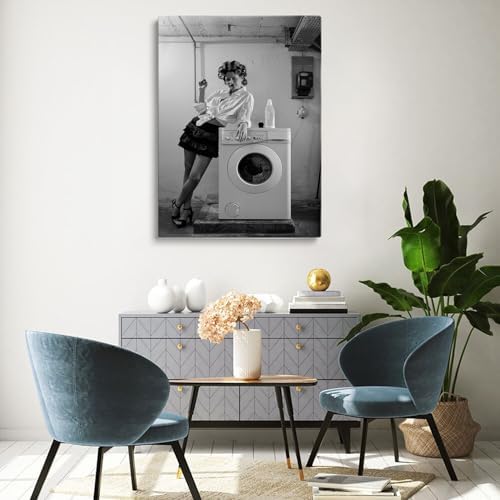 Laundry Prints,Utility Room Prints,Bathroom Print, Ironing Print,Black And White Art,Utility Room Accessories,Funny Laundry Room Wall Art,Women Art Print,Modern Laundry Room Decor16x24inch Framed Art - Image 4