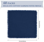 Pesonlook 60 Pcs Navy Blue Cotton Cloth Napkins with Fringe, 16x16 Inch - Image 3