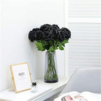 50Pcs Black Roses Artificial Flowers, Real Touch Velvet Fake Roses Bouquet - Image 4