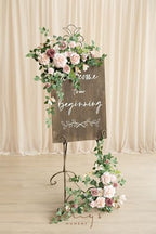 Ling's moment Welcome Sign Flowers, Wedding Floral Swag, Dusty Rose & Cream - Image 3