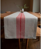 Solino Home 100% Linen Table Runner, 14 x 108 in, Red and Natural Striped by SolinoHome