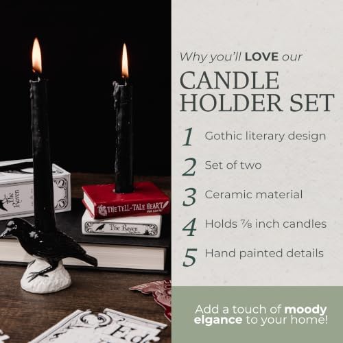 Steel Mill & Co. Ceramic Tapered Candle Holder Set of 2, The Raven - Image 2