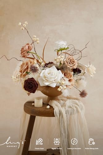 Ling's moment Artificial Wedding Fall Flowers Deluxe Combo, Beige & Brown - Image 2