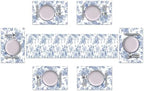 Blue and White Floral Table Runner and Place Mats Set of 6 108In - Image 2