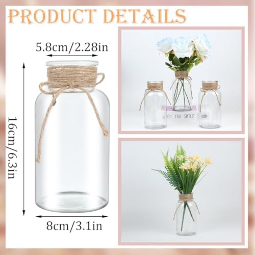 12 Pack Mason Jar Vases for Centerpieces, Clear Glass Flower Vase - Image 2