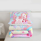 Unicorn King Cute Rainbow Unicorn Comforter Set - 3Pcs Kids Teens Girls Bedroom Decor - Cartoon Horse Duvet Set - Ombre Galaxy Bedding - Elegant Down Comforter - Image 7