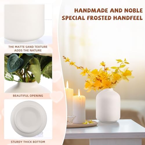 Tioncy 30 Set 3.9"*2.76" White Ceramic Bud Vases Bulk Valentine's Day Decoration Boho Wedding Centerpieces White Ceramic Vases for Dry Flowers Pampas Grass Home DIY Wedding Table Decor (Stylish) - Image 3