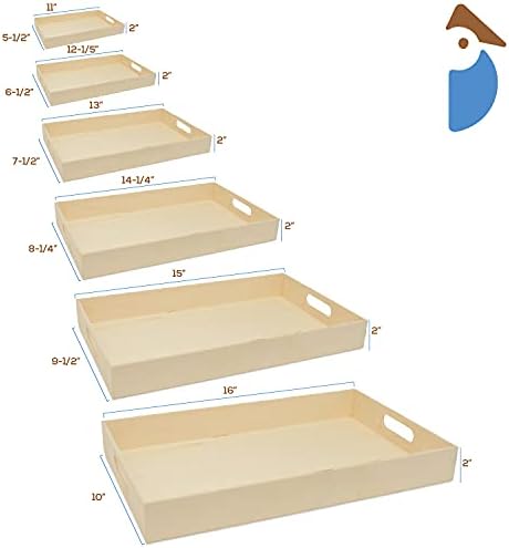 Unfinished Wood Nesting Trays with Handles, 2 Sets of 6 Trays for Crafting, Resin, Organizing, DIY Décor, and Montessori Activity, by Woodpeckers - Image 2