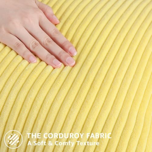 Mecatny Corduroy Throw Pillow Covers 26x26 Set of 2 Sundress Yellow - Image 4