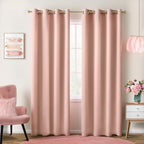KOUFALL Blush Pink Curtains Blackout,Nursery Curtain for Girl Baby,Grommet Neutral Boho Pale Rose Peach Shabby Chic Aesthetic Modern Glam Pastel Curtains for Girls Bedroom 2 Panels Set 84 Inches Long by KOUFALL