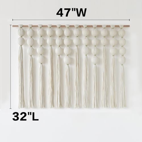Macrame Wall Hanging Ball Boho Wall Decor Fiber Art Handmade 47"W*32"L - Image 6