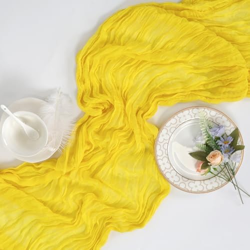 16 Pack Lemon Yellow Cheesecloth Table Runner 23 x 120 Inch 10Ft - Image 7