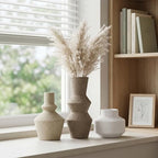 DREAMLOOM Modern Modern Ceramic Vase Set of 3, Brown - Image 4