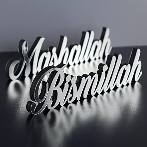 IWA Concept Bismillah-Mashallah Silver | Home Decor or Islamic Decor for Table or Shelves | Home Decorations for Ramadan Gifts | Eid Decorations | Islamic Ramadan Gift | Islamic Table Decor by iwaconcept