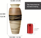 12.6" Tall Vintage Ceramic Rustic Farmhouse Vase (Half Skipcut Brown) - Image 5