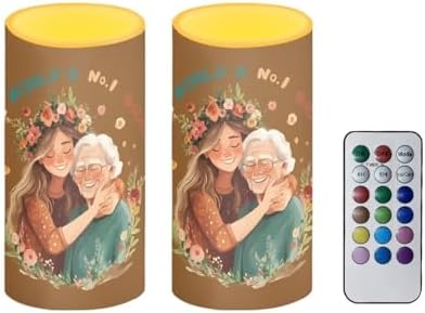 to The Worlds No 1 Grandma Decorations Indoor Candles with Floral Flameless Candles with Remote and Timer 2 Pack Battery Operated Grandma Mothers Day Themed LED Candles for Gift Home Decor - Image 2