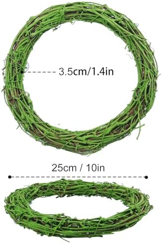 7 Pcs 10 inch Natural Grapevine Wreath Set, Hand-Woven Vine Branch Wreaths for DIY Crafts, Christmas Decorations, Home & Event Styling(Green) - Image 2