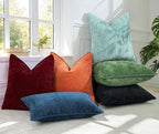 decorUhome Chenille Wine Red Velvet Throw Pillow Covers 26x26 Set of 2 - Image 6