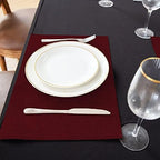 Cloth Burgundy Placemats Set of 8, Linen Type Fabric Placemats Machine Washable Heat Resistant Placemats Polyester Place Mats for Halloween, Thanksgiving and Christmas Dining Table (Burgundy) - Image 4