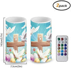 Cross Eggs Flameless Candles with Remote and Timer LED Candles Flickering Battery Operated Fake Candle for Home Easter Bedroom Living Room Dining Room Table Decor Set of 2 - Image 3