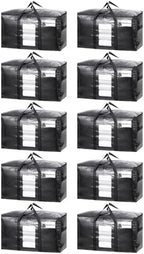 TAILI 10 Pack Black Extra Large Moving Bags,Storage Bag with Visible Window by TAILI