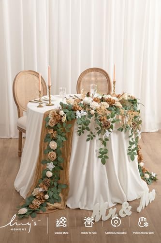 Ling's moment Brown Artificial Flower Garland Wedding Arch 9 FT - Image 2