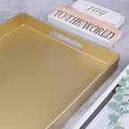 Gold Serving Tray for Coffee Table, Rectangular Plastic Decorative Tray with Handles for Entertaining, Outdoor Patio, Living Room, Ottoman, Bathroom Counter, 11.8”*15.7”*1.6” - Image 6