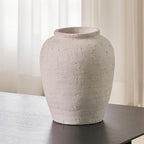 LB2 White Ceramic Large Vase, 11.8" Tall Zen Style, Terra Cotta Pitcher Vase, Distressed Farmhouse Decor, Pottery Decorative Flower for Home Decor (A - White 11.8") by LB2