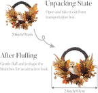 Valery Madelyn 24'' Collapsible Fall Wreath for Front Door with Owl Pumpkin - Image 6