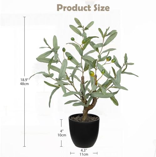 Briful Small Faux Olive Tree with Black Pot for Tabletop - Image 2