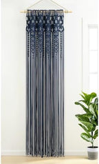 Lush Decor Boho Macrame Textured Cotton Window Curtain Panel Single 40" W x 84" L Navy - Macrame Curtains for Windows, Room Divider, Boho Wall Decor - Image 2