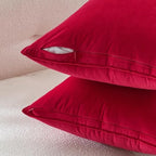 MIULEE Decorative Red Velvet Euro Sham Throw Pillow Covers 24x24 Inch - Image 3