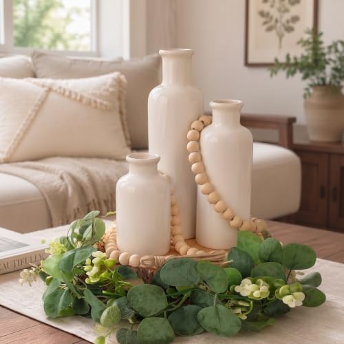 6 Pcs Rustic Farmhouse Coffee Table Decor Set for Living Room, White - Image 6