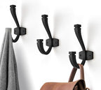 SAILING Coat Hooks - 3 Pack Matte Black Towel Hooks Robe Hooks Decorative Wall Hooks for Bathroom Bedroom Kitchen Towel Robe Clothes Cabinet Closet Bathroom Hardware by SAILING
