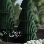Christmas Decorations - Set of 3 Velvet Ceramic Christmas Trees (Green) - Image 3