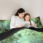 Erosebridal Magical Comforter Set Queen, Mushroom Bedding Set for Girls Women Kids Teens, Daisy Leaves Branches Sunset Nature Duvet Insert, Cute Style Soft Warm Quilted Duvet Bedroom Decor, Green - Image 4