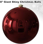 Maroon 8.0" Extra Large Christmas Ornaments - Christmas Tree Decoration Balls Shatterproof Hanging Shiny Balls for Birthday Holiday Wedding Decorations Set of 2pcs - Image 2