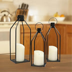 Lanterns Decorative Tall Large Black Metal Candle Lanterns Set of 3- Modern Farmhouse Decor for Indoor,Outdoor,Tabletop,Porch (No Glass NO Candles) - Image 2
